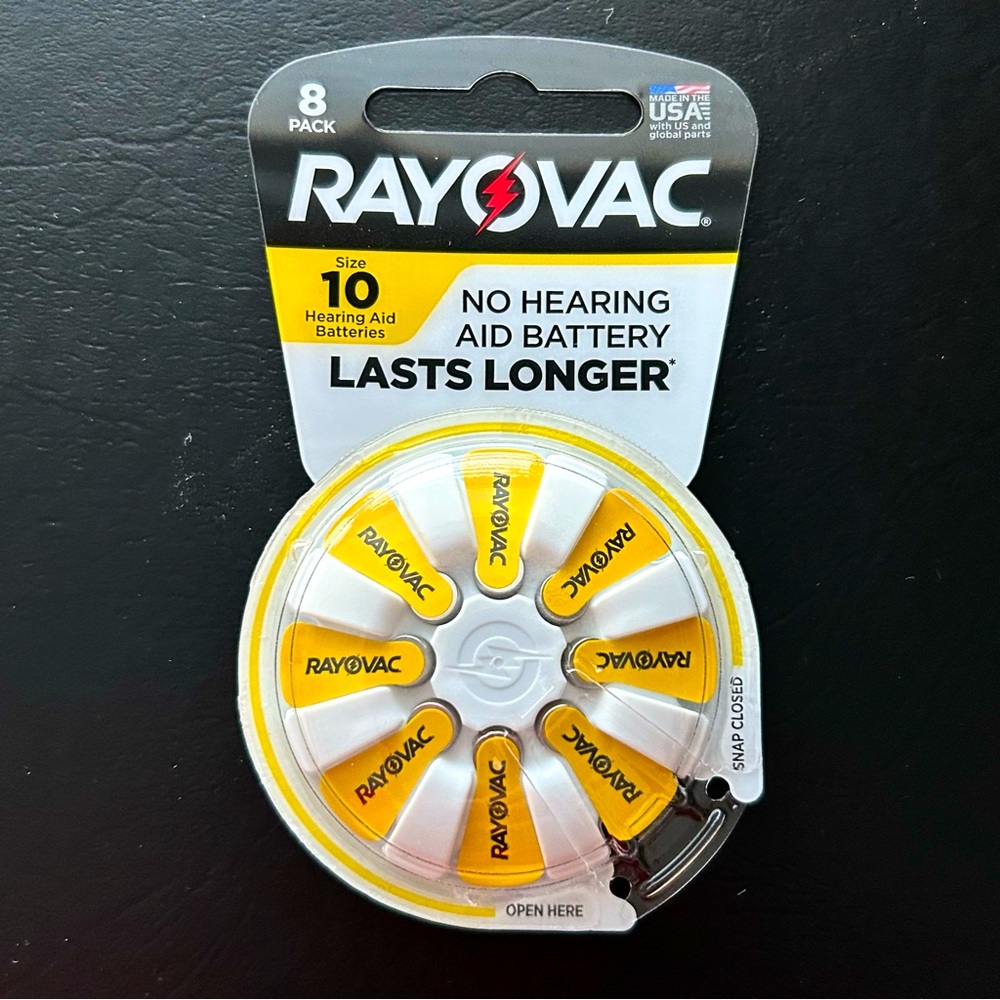 NEW Rayovac Size 10 Zinc Air Hearing Aid Batteries 8 pk